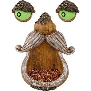 Tree Face Decor Bird Feeder Outdoor, Eyes Glow in Dark Fun Old Man Tree Hugger